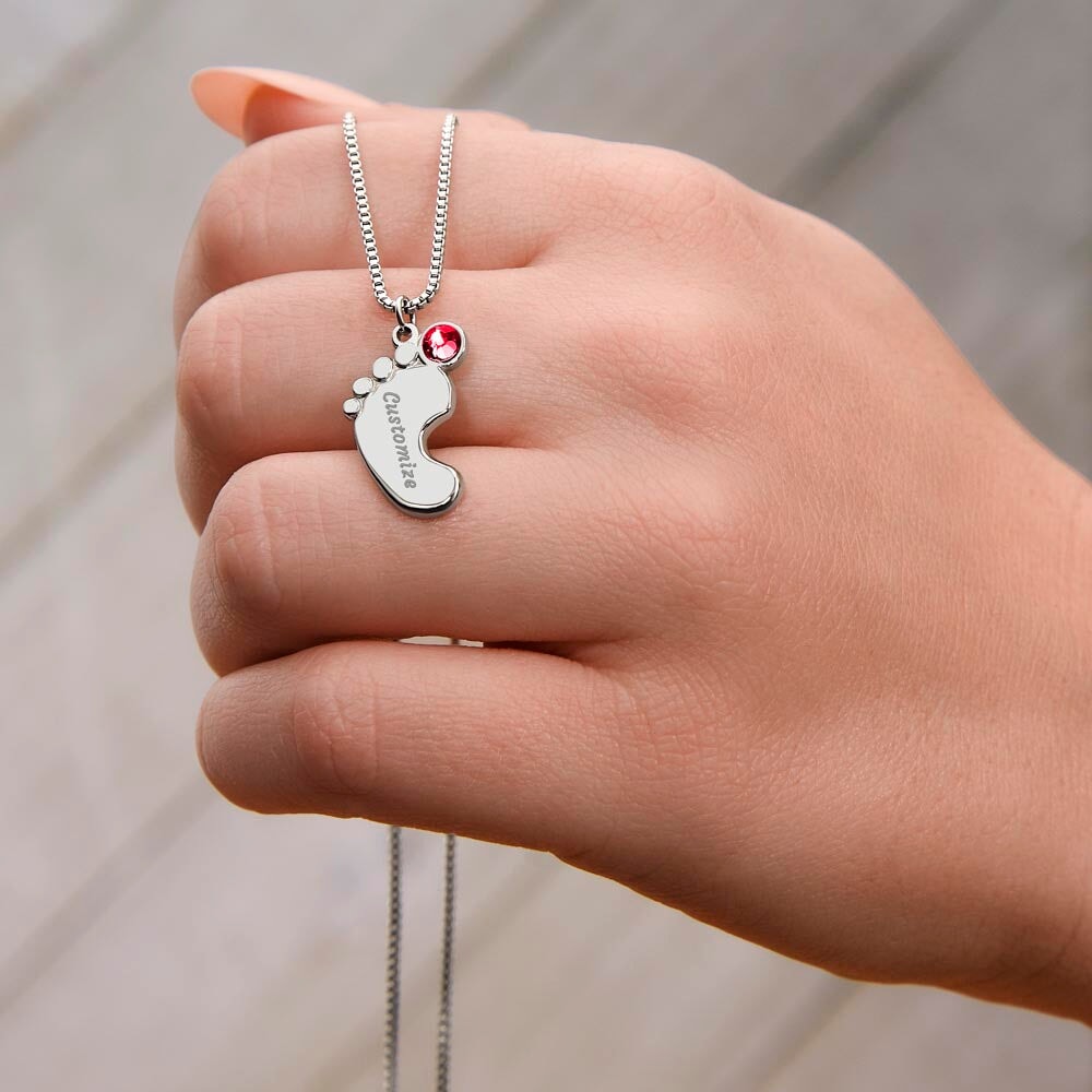 To My Amazing Mommy Baby Feet Pendant Engraved Necklace Jewelry TVShowGifts
