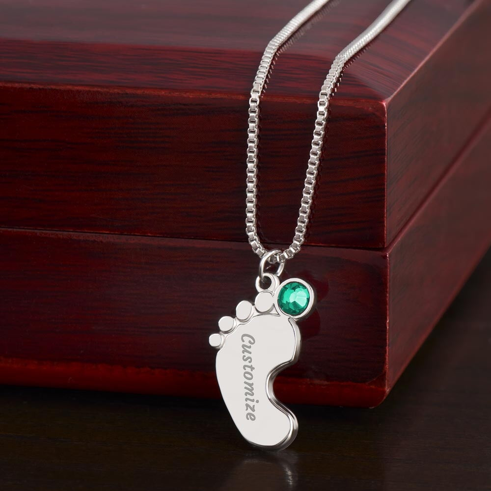 To My Amazing Mommy Baby Feet Pendant Engraved Necklace Jewelry TVShowGifts