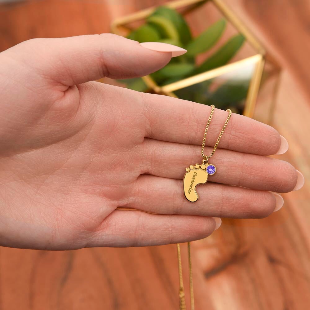 To My Amazing Mommy Baby Feet Pendant Engraved Necklace Jewelry TVShowGifts