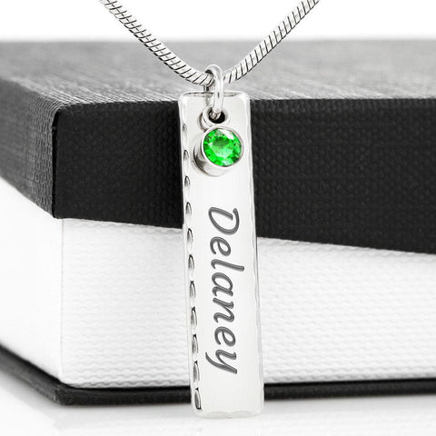 Birth Stone Name Plate Necklace Jewelry TVShowGifts 