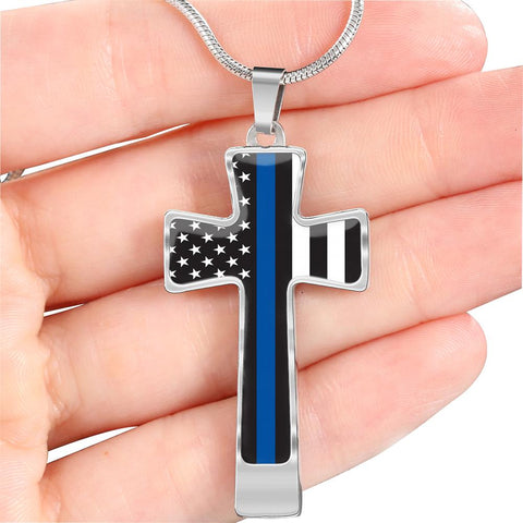Police Flag Cross Necklace Jewelry TVShowGifts 